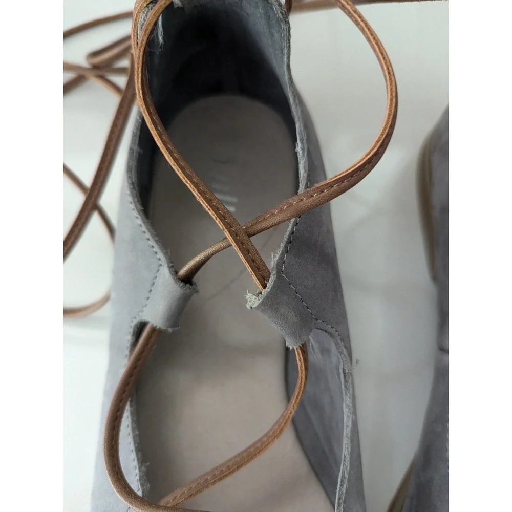 Womens J-Jill Lace-up Gladiator Grey Shoes Sandals Peep Toe size 6.5 Leather